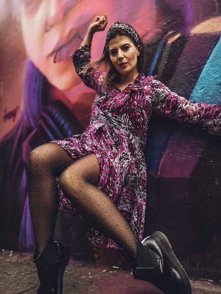 Gabriella - Feinstrumpfhose mit feinem Rautenmuster in Netzoptik und Polka Dots