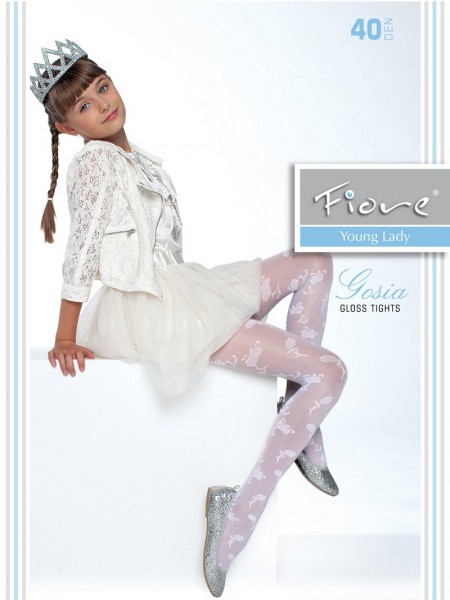 Fiore Maedchenstrumpfhose mit elegantem Blumenmuster und Satinglanz Gosia