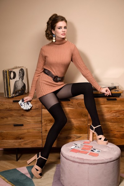 Gabriella Extravagante Strumpfhose im Overknee-Look Rita, 40 DEN