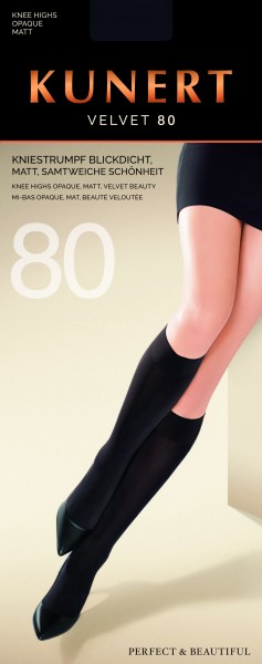Kunert Blickdichte Kniestrümpfe ohne Muster Velvet 80