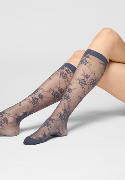 Zarte Kniestrümpfe mit romantischem, floralem Spitzenmuster von Oroblu